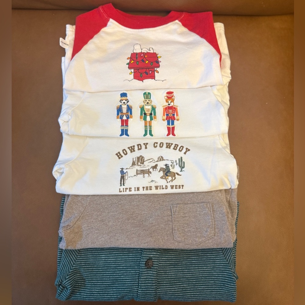Janie & Jack Graphic T-Shirts BUNDLE - Red, White, Brown, Green